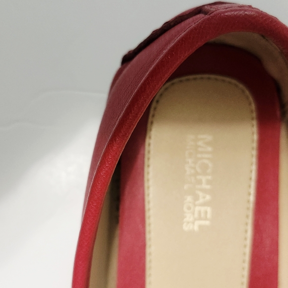 Michael KORS Leather Red Flats Shoes 7.5 - Picture 8 of 14